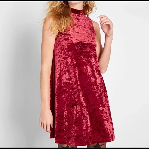Pure Luxe Velvet Swing Cotton Dress in M - Sleeveless Shift Mini 60s by ModCloth